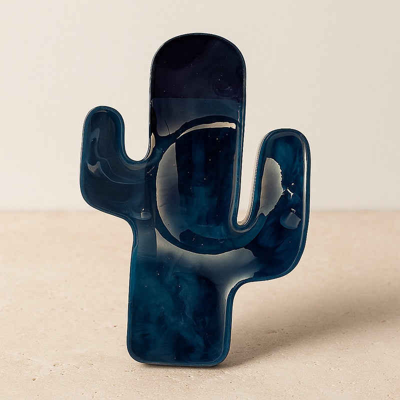 Cactus décoratif bleu en résine époxy fait main – ELOPOXY