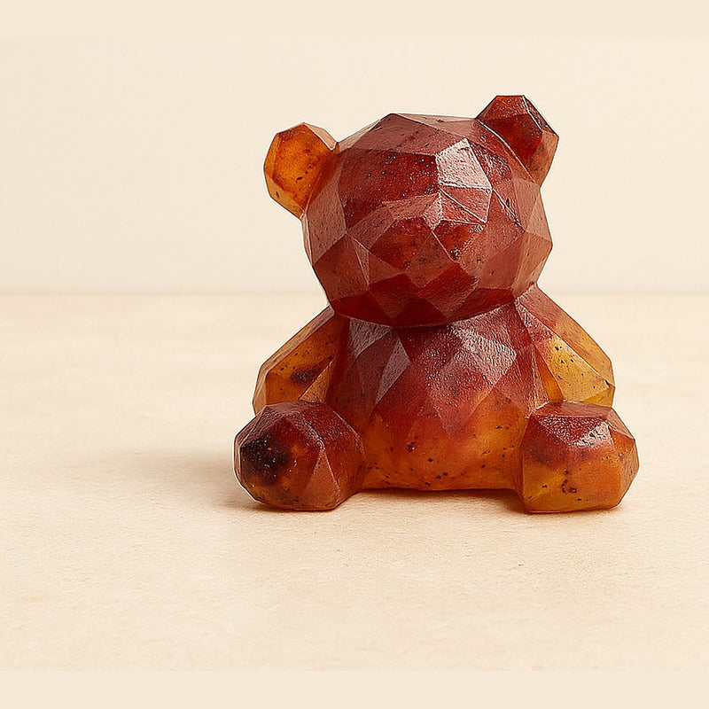 Ourson 3D géométrique rose à paillettes en résine époxy – ELOPOXY