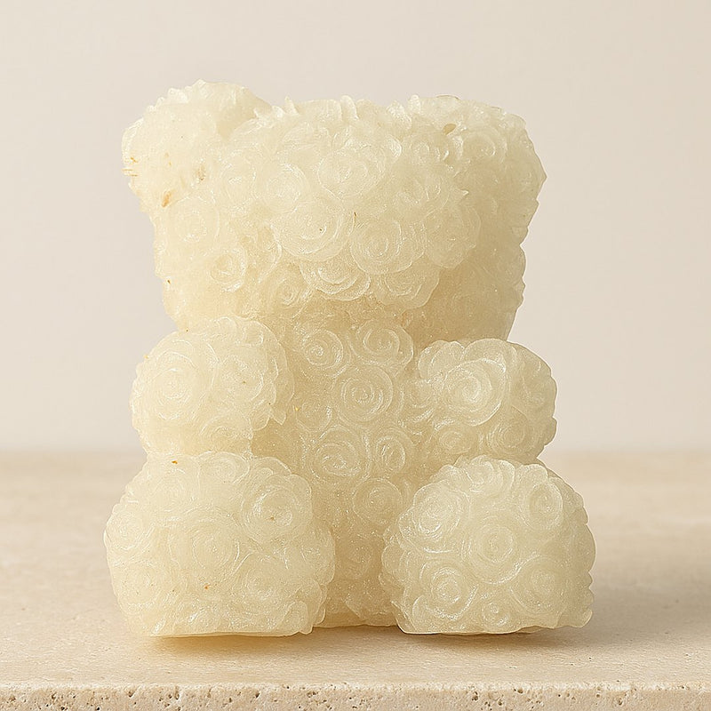 Ourson décoratif blanc nacré en résine époxy fait main – ELOPOXY