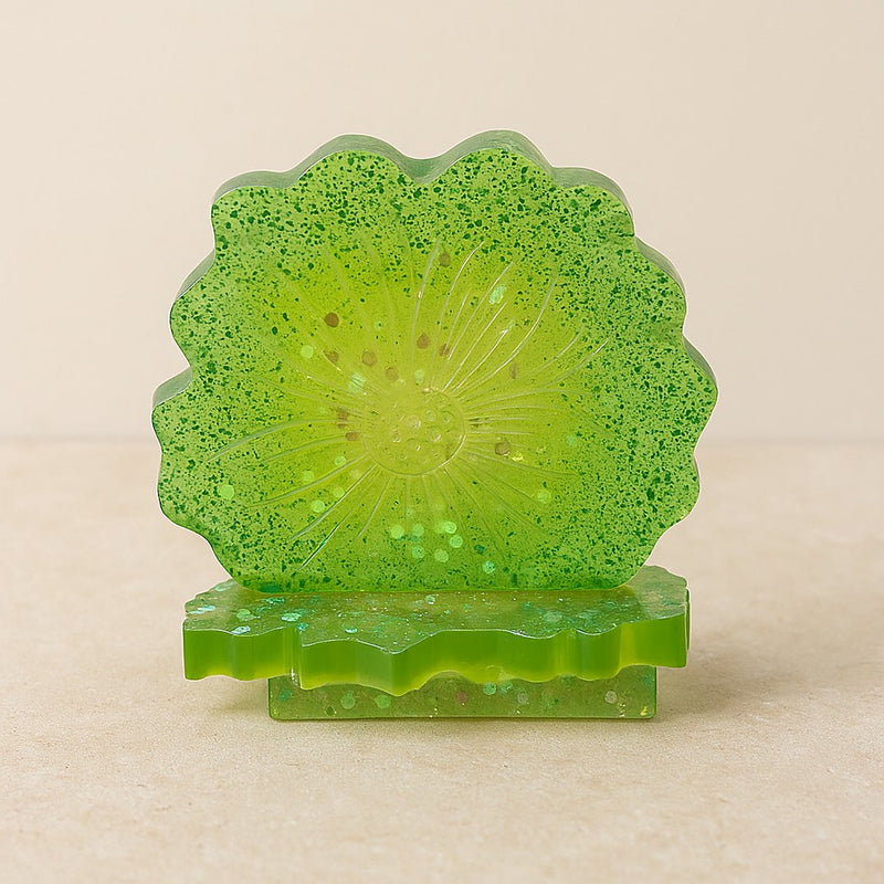 Sous-verre thème fleur de cerisier vert en résine époxy – ELOPOXY